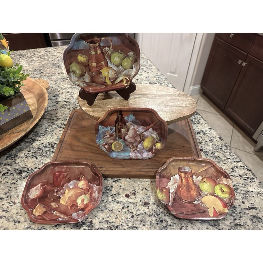 Vintage 4-Pack Elite Trays England Dessert Tea Service Fruit Small Trays 6.5”